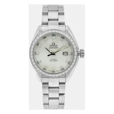 Omega Wihte Stainless Steel Diamond Seamaster Aqua Terra 231.15.34.20.55.001 Automatic Women's W