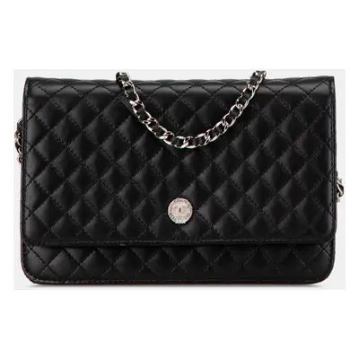 Chanel Black Microquilted Lambskin Wallet On Chain