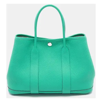 Hermes Green Leather Garden Party TPM Tote Bag