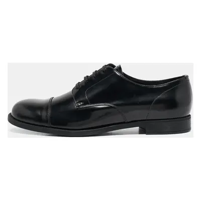 Prada Black Brushed Leather Lace Up Derby Size