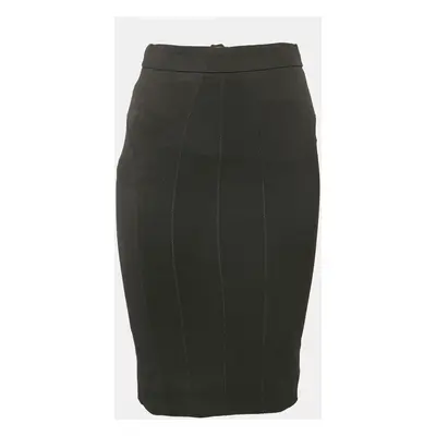 Dolce & Gabbana Black Textured Stretch Crepe Knee-Length Skirt