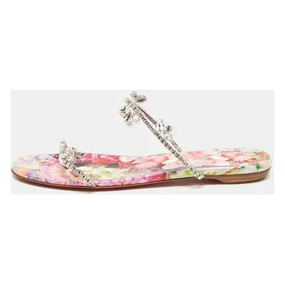 Christian Louboutin Multicolor PVC Just Queenie Flat Slides Size