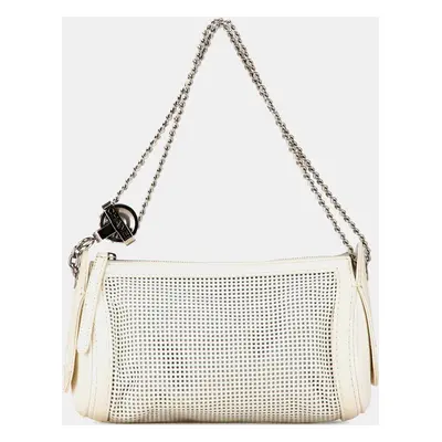 Chanel White Perforated Pulley Shoulder Bag