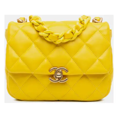 Chanel Yellow Chanel Mini Quilted Lambskin Candy Chain Crossbody