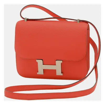 Hermes Red Chevre Leather Constance Shoulder Bag