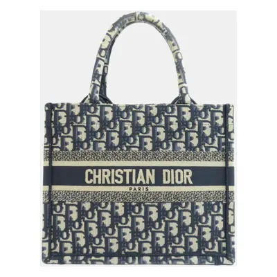 Dior Navy Canvas Book Tote Small Bag