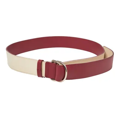 Burberry Wine Red/Ivory Leather Double D Ring Reversible Belt