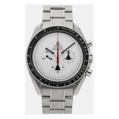 Omega White Stainless Steel Speedmaster Professional Moonwatch 311.32.42.30.04.001 Manual Windin