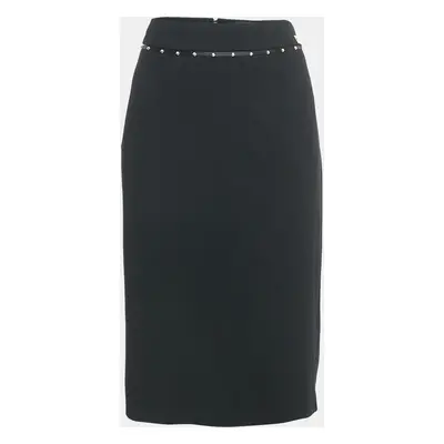 Class by Roberto Cavalli Black Cotton Knit Waist Stud Detail Short Skirt