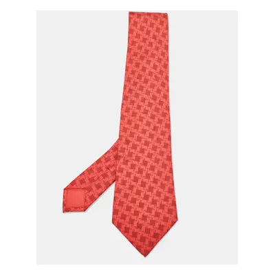 Hermes Pink Print Silk Tie