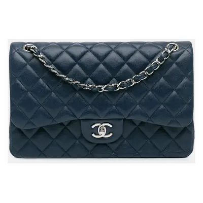 Chanel Blue Jumbo Classic Caviar Double Flap