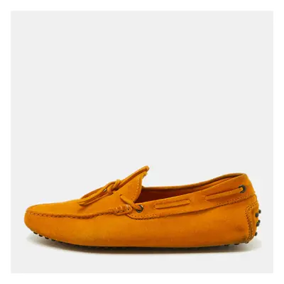 Tod's Mustard Yellow Suede Slip On Driver Loafers Size