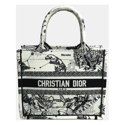 Dior White/Black Canvas Book Tote Small Shoulder Bag