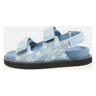 Louis Vuitton Blue Monogram Denim Paseo Flat Sandals Size