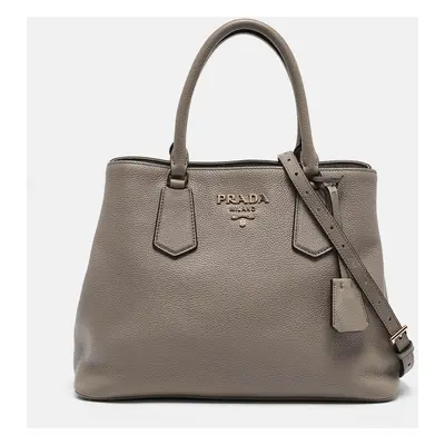 Prada Taupe Grey Leather Daino Tote