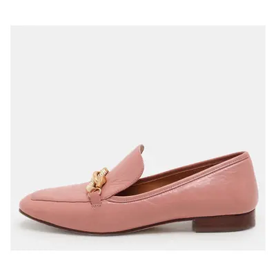 Tory Burch Pink Leather Jessa Loafers Size