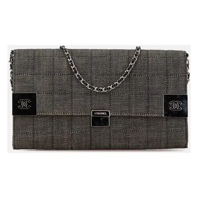 Chanel Grey Denim Choco Bar Chain Flap