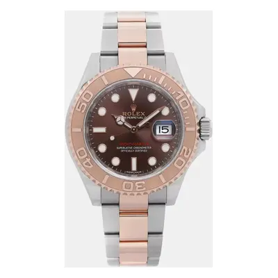 Rolex Chocolate 18K Rose Gold Stainless Steel Yacht-Master Automatic Men's Wristwatch