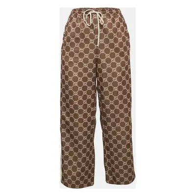 Gucci Khaki Green Logo Print Jersey Button Detail Trackpants