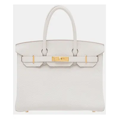 Hermes Gold Gris Pale Togo Leather Birkin Bag