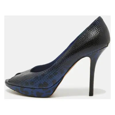 Dior Navy Blue/Black Sneak Embossed Miss Dior Pumps Size 39.5