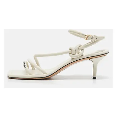 Louis Vuitton Cream Leather Ankle Wrap Sandals Size