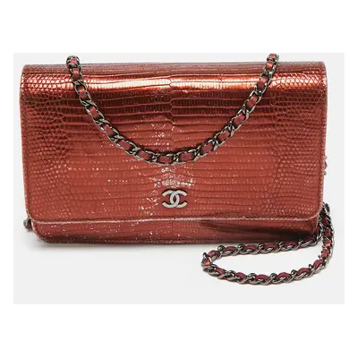 Chanel Bronze Lizard CC Wallet on Chain