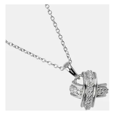 Tiffany & Co. 18K White Gold and Diamond Signature X Pendant Necklace