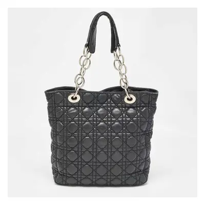 Dior Black Cannage Quilted Leather Soft Lady Dior Tote