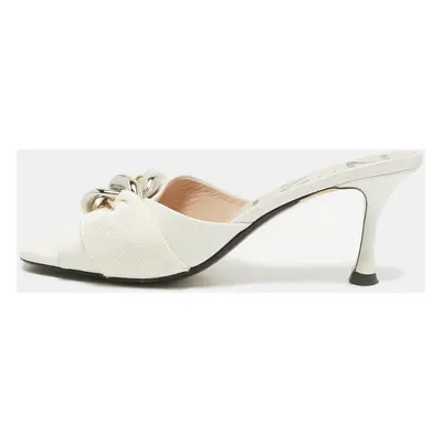 N21 White Leather Chain Slide Sandals Size