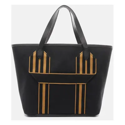 Hermes Black Leather Military Tote Bag