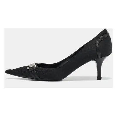 Dior Black Diorissimo Canvas And Leather Pointed Toe Pumps Size 37.5