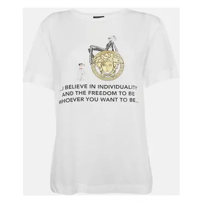 Gianni Versace White I believe In Individuality Print Jersey T-Shirt