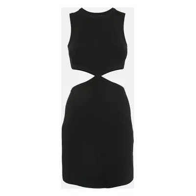 Maje Black Lurex Rib Knit Cut Out Detail Bodycon Dress