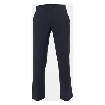 Giorgio Armani Black Textured Stretch Wool Blend Trousers