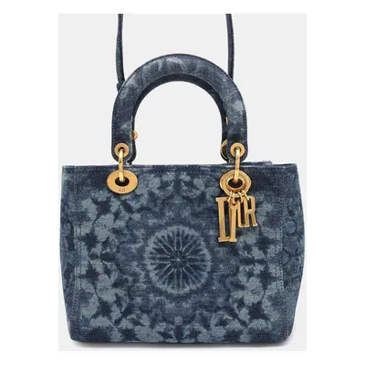 Dior Lady Dior Handbag Kaleidoscope Blue Denim Size Medium