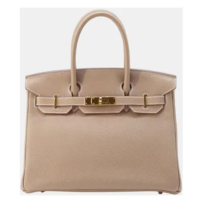 Hermes Etoupe Togo Leather Birkin Tote Bag