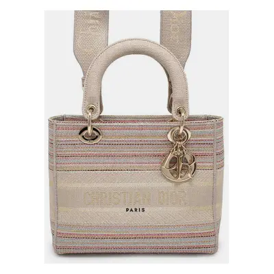 Dior Beige/Multicolor Canvas Medium Lady D-Lite Shoulder Bag