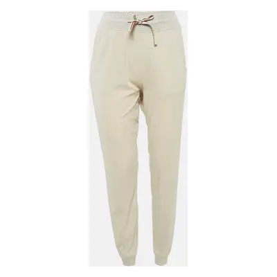 Loro Piana Beige Cotton Knit Contrast Panel Detail Joggers