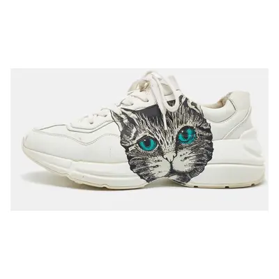 Gucci White Leather Mystic Cat Rhyton Low Top Sneakers Size