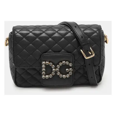 Dolce & Gabbana Black Quilted Leather DG Millennials Crossbody Bag