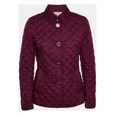 Burberry Brit Burgundy Quilted Gabardine Button Front Jacket