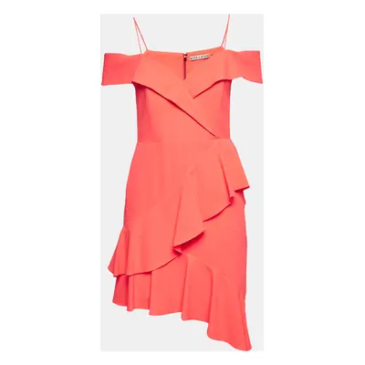 Alice + Olivia Neon Peach Orange Flounced Short Dress