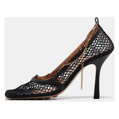 Bottega Veneta Black Mesh Chain Detail Stretch Pumps Size