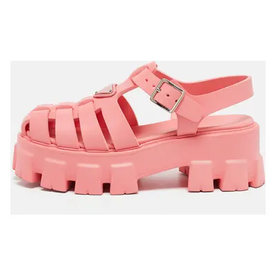 Prada Pink Rubber Monolith Sandals Size