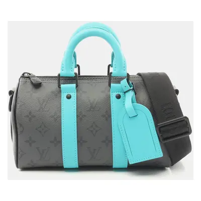 Louis Vuitton Keepall Bandouliere Coated Canvas Leather Monogram Eclipse Reverse Gray Green25 Ha