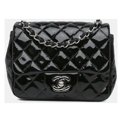 Chanel Black Patent Mini Square Classic Single Flap Bag