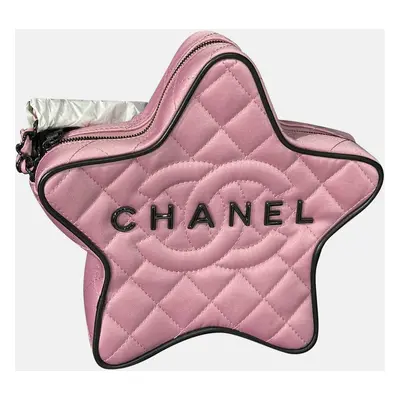 Chanel 24C Pink Large Satin Texture Star Bag