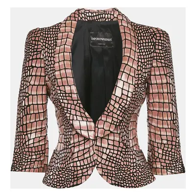 Emporio Armani Pink/Black Python Pattern Leather Jacket