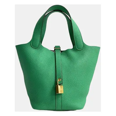 Hermes Picotin Lock PM Leather Handbag Green